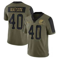 Cleveland Browns Youth Limited Olive 2021 Salute To Service Jersey (40 Nathaniel Watson)