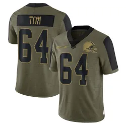 Cleveland Browns Youth Limited Olive 2021 Salute To Service Jersey (64 Cameron Tom)