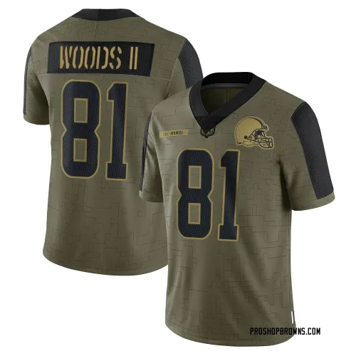 Cleveland Browns Youth Limited Olive 2021 Salute To Service Jersey (81 Michael Woods II)