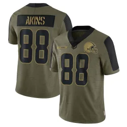 Cleveland Browns Youth Limited Olive 2021 Salute To Service Jersey (88 Jordan Akins)