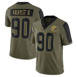 Cleveland Browns Youth Limited Olive 2021 Salute To Service Jersey (90 Maurice Hurst II)