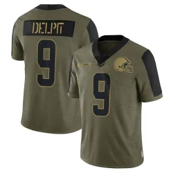 Cleveland Browns Youth Limited Olive 2021 Salute To Service Jersey (9 Grant Delpit)