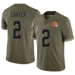 Cleveland Browns Youth Limited Olive 2022 Salute To Service Jersey (2 DeAndre Carter)