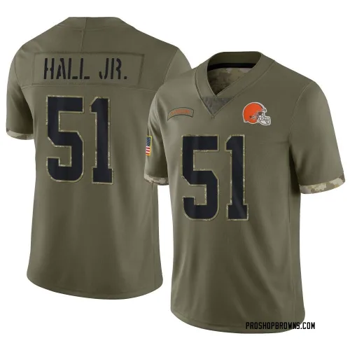 Cleveland Browns Youth Limited Olive 2022 Salute To Service Jersey (51 Mike Hall Jr.)