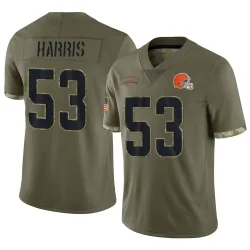 Cleveland Browns Youth Limited Olive 2022 Salute To Service Jersey (53 Nick Harris)