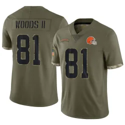 Cleveland Browns Youth Limited Olive 2022 Salute To Service Jersey (81 Michael Woods II)