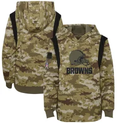 Cleveland Browns Youth Olive 2021 Salute to Service Therma Performance Pullover Hoodie